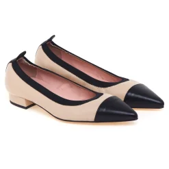 Ballerina a punta Anna F. in nappa bicolore con tacco 1,5 cm