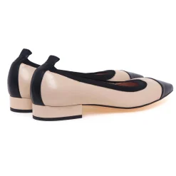 Ballerina a punta Anna F. in nappa bicolore con tacco 1,5 cm