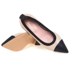 Ballerina a punta Anna F. in nappa bicolore con tacco 1,5 cm