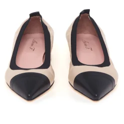 Ballerina a punta Anna F. in nappa bicolore con tacco 1,5 cm