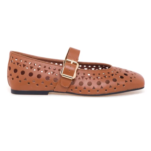 Ballerina ASH Brook in pelle laserata con cinturino regolabile