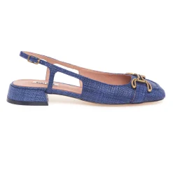 Ballerina slingback Bibi Lou in rafia con morsetto in metallo