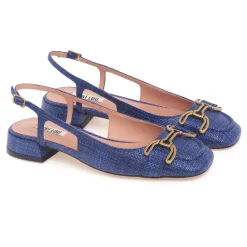 Ballerina slingback Bibi Lou in rafia con morsetto in metallo
