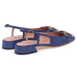 Ballerina slingback Bibi Lou in rafia con morsetto in metallo