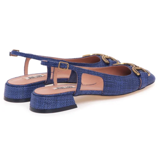 Ballerina slingback Bibi Lou in rafia con morsetto in metallo