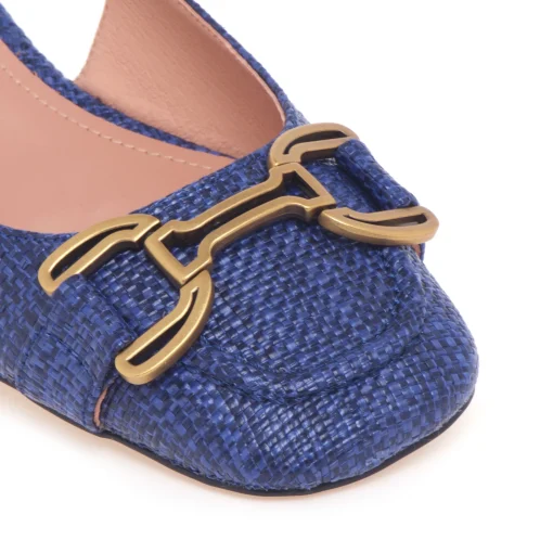 Ballerina slingback Bibi Lou in rafia con morsetto in metallo