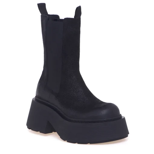 Chelsea boot Vic Matie in camoscio ingrassato con maxi platform