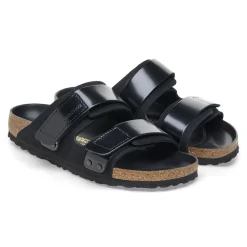 Ciabatta Birkenstock Uji in nabuck e pelle laccata