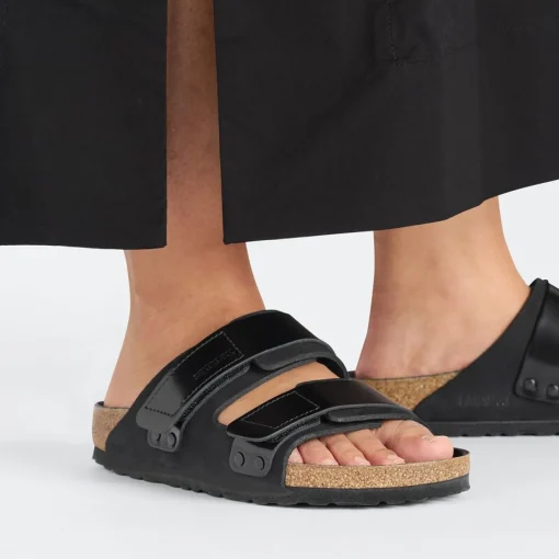 Ciabatta Birkenstock Uji in nabuck e pelle laccata