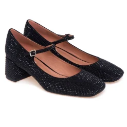 Decolletè Bibi Lou con tomaia in tessuto full strass e tacco 50 mm