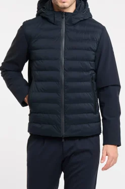 Giubbino People Of Shibuya in nylon soft touch con piumino davanti BLU