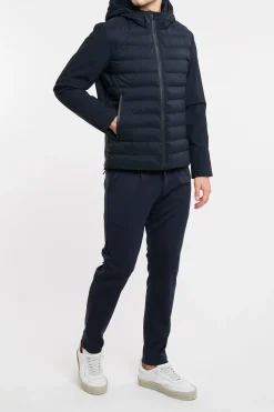 Giubbino People Of Shibuya in nylon soft touch con piumino davanti BLU