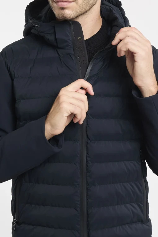 Giubbino People Of Shibuya in nylon soft touch con piumino davanti BLU