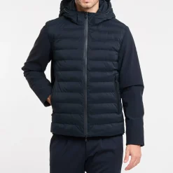Giubbino People Of Shibuya in nylon soft touch con piumino davanti BLU