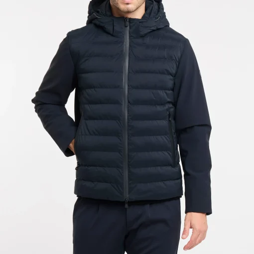 Giubbino People Of Shibuya in nylon soft touch con piumino davanti BLU