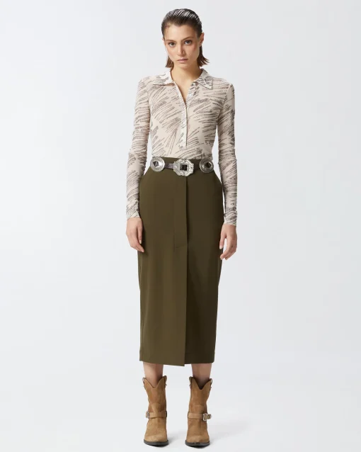 Gonna longuette Pinko in tessuto stretch fluido