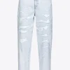 Jeans Pinko mom-fit in cotone con strappature