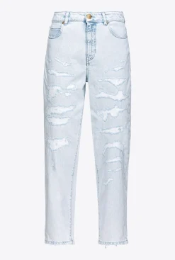 Jeans Pinko mom-fit in cotone con strappature