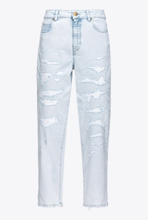Jeans Pinko mom-fit in cotone con strappature