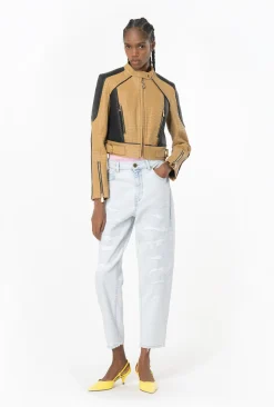 Jeans Pinko mom-fit in cotone con strappature