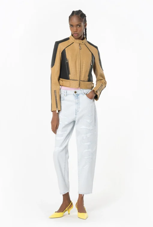 Jeans Pinko mom-fit in cotone con strappature
