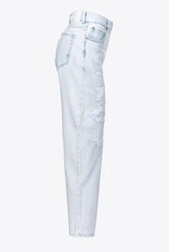 Jeans Pinko mom-fit in cotone con strappature