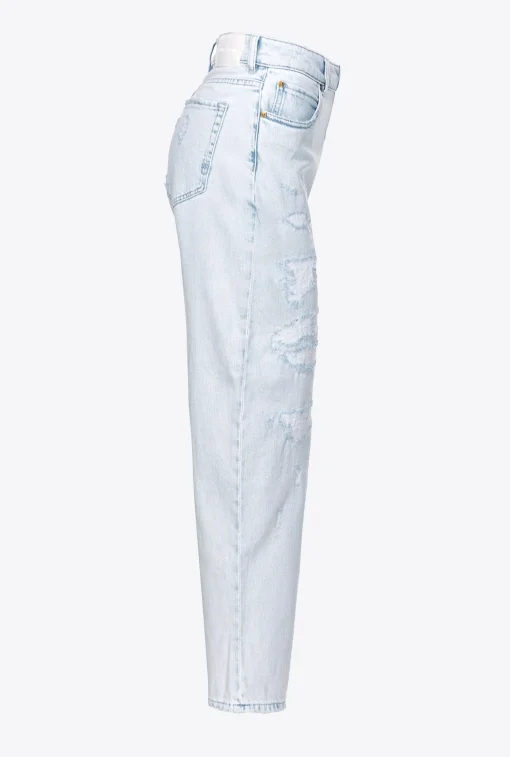 Jeans Pinko mom-fit in cotone con strappature