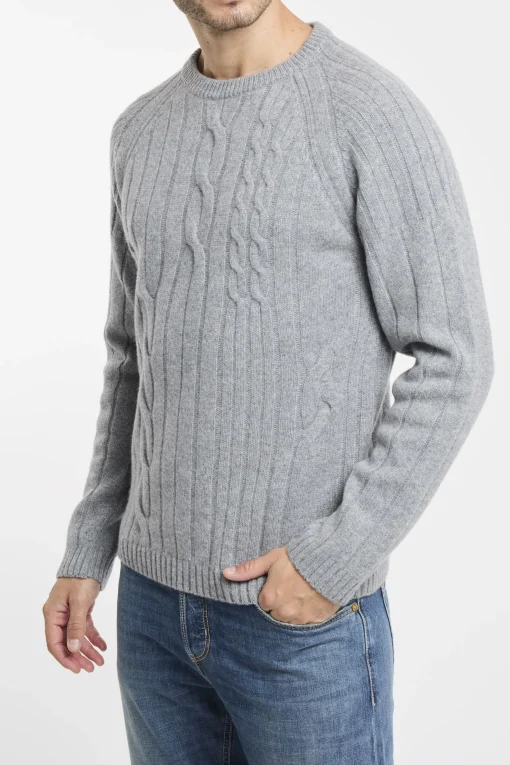 Maglia girocollo Daniele Fiesoli in lana merino con trecce