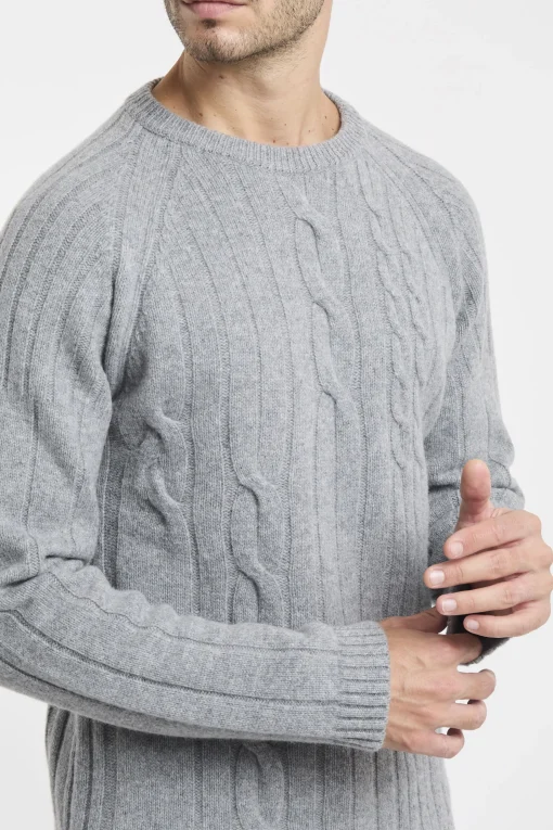 Maglia girocollo Daniele Fiesoli in lana merino con trecce