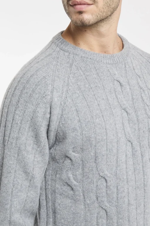 Maglia girocollo Daniele Fiesoli in lana merino con trecce