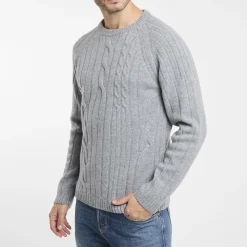 Maglia girocollo Daniele Fiesoli in lana merino con trecce