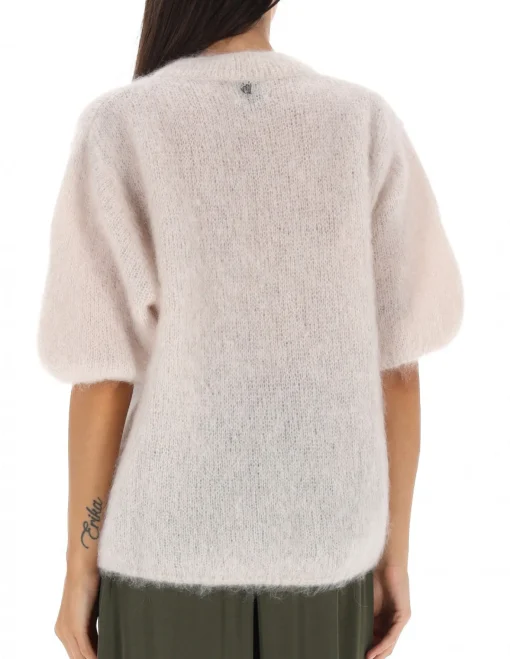 Maglia girocollo Dixie in kid mohair con manica al gomito