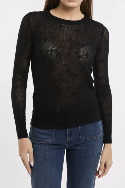 Maglia Pinko in rete semitrasparente con loghi