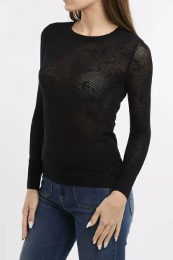 Maglia Pinko in rete semitrasparente con loghi
