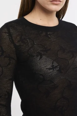 Maglia Pinko in rete semitrasparente con loghi