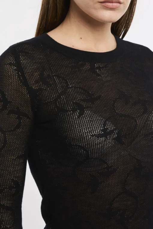 Maglia Pinko in rete semitrasparente con loghi