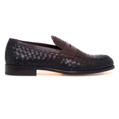 Mocassino Doucal's in pelle intrecciata anticata