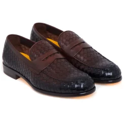 Mocassino Doucal's in pelle intrecciata anticata