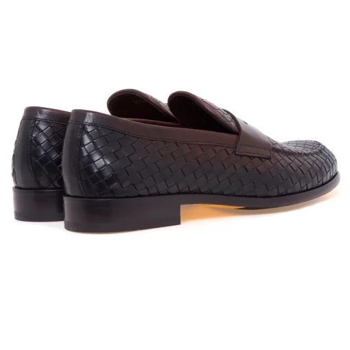 Mocassino Doucal's in pelle intrecciata anticata