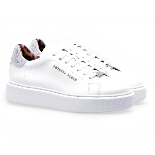 Philipp Plein Lo-Top Sneakers leather con strass
