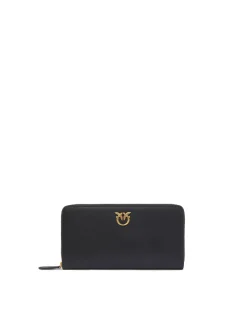 Portafoglio zip-around Pinko in pelle con logo Love Birds in metallo