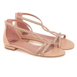 Sandalo basso Bibi Lou in ecopelle con strass