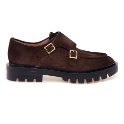 Scarpa Santoni in camoscio con doppia fibbia