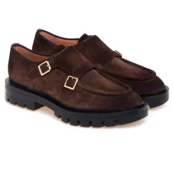 Scarpa Santoni in camoscio con doppia fibbia