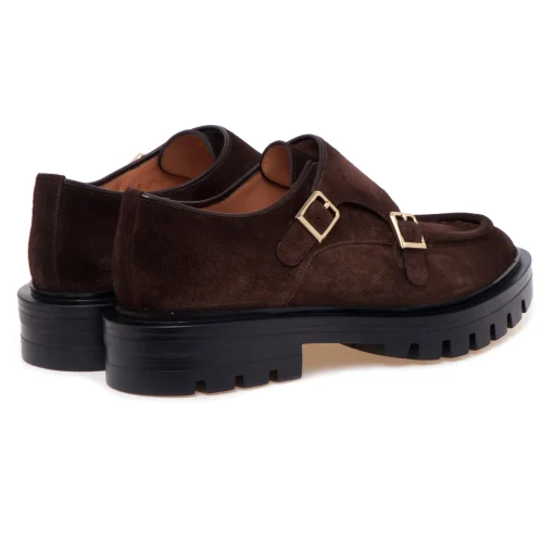 Scarpa Santoni in camoscio con doppia fibbia