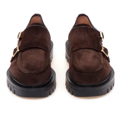 Scarpa Santoni in camoscio con doppia fibbia