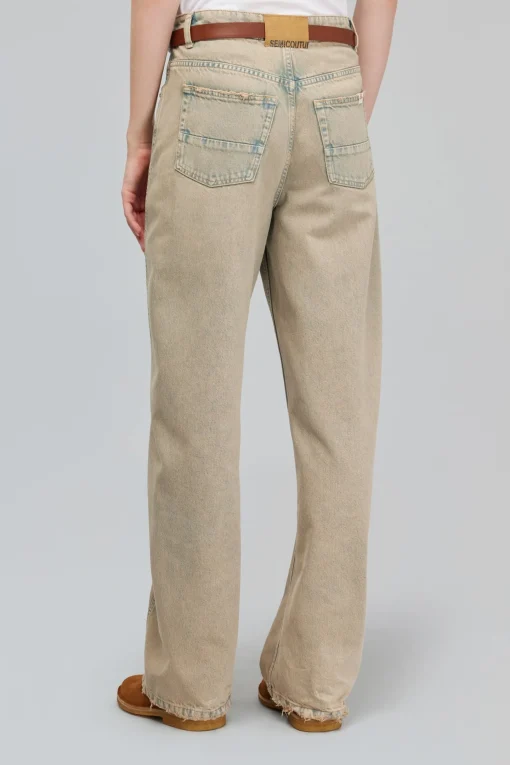 Semicouture panatlone Alexia in denim con lavaggio dirty