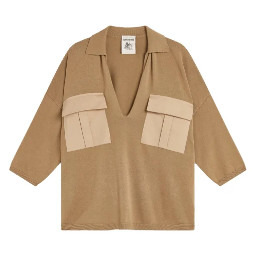 Semicouture polo Dacia in cotone con scollo a V