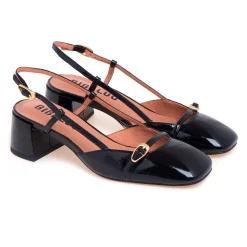 Sling-back Bibi Lou in pelle lucida con tacco 50 mm