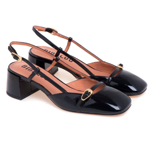 Sling-back Bibi Lou in pelle lucida con tacco 50 mm